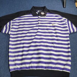 Knights Bridge For Men Striped Polo Shirt Black Purple White Vintage Size L